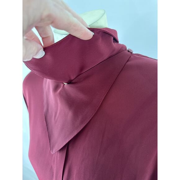Vintage Y2K Mom blouse large wrap collar in burgundy by Jones New York size 14 - Picture 9 of 11